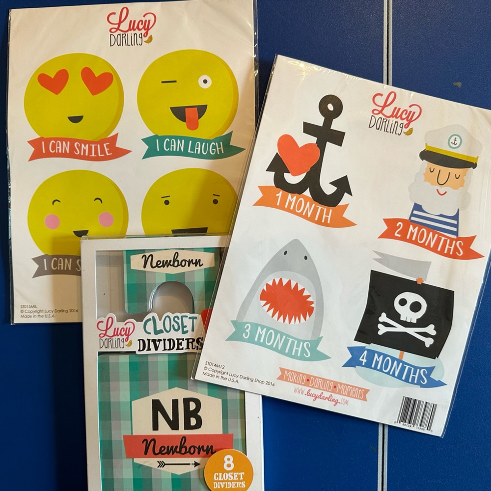 Set of 3 - closet dividers and MILESTONE stickers for BABY BOY